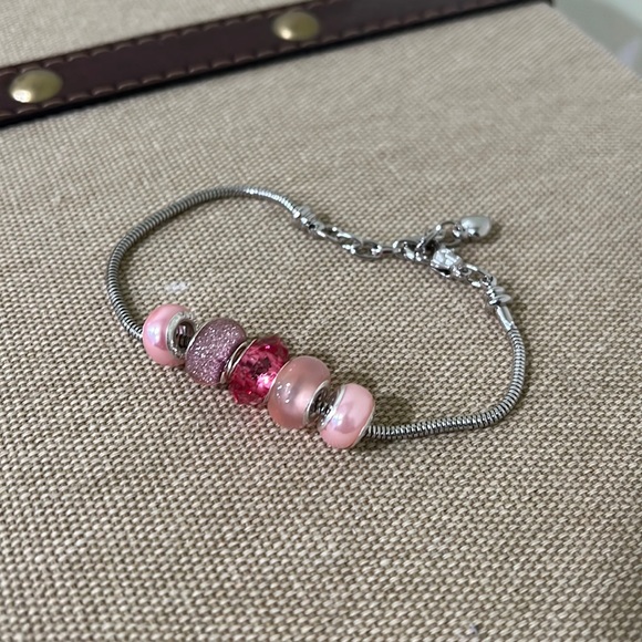 Charming Pink & SilverTone Bracelet Handmade by Me - Picture 1 of 5